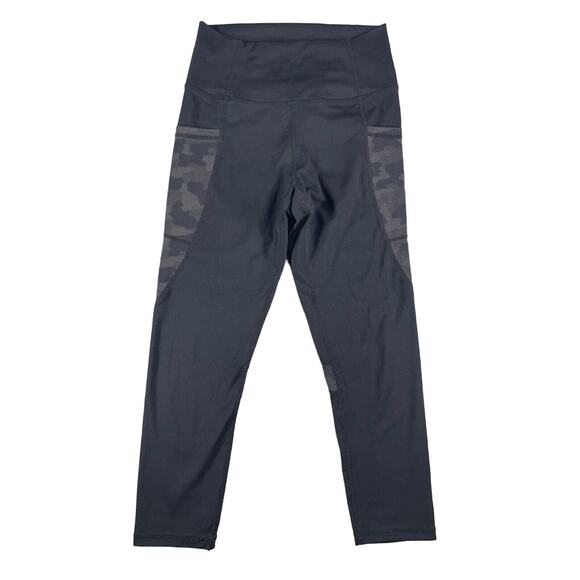 Zyia Active Leggings Womens 4 Small Black Camo Capri Stretch Running Jogging - Picture 1 of 13